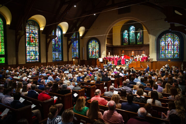 Join us on Sundays at 9:30am for worship in person or online. 